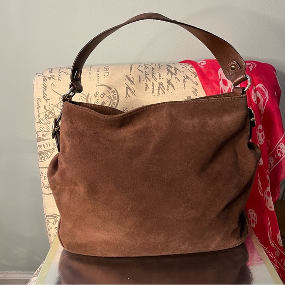 EUC Michael Kors Brown Suede Hudson Downtown Hobo Bag - Picture 4 of 11